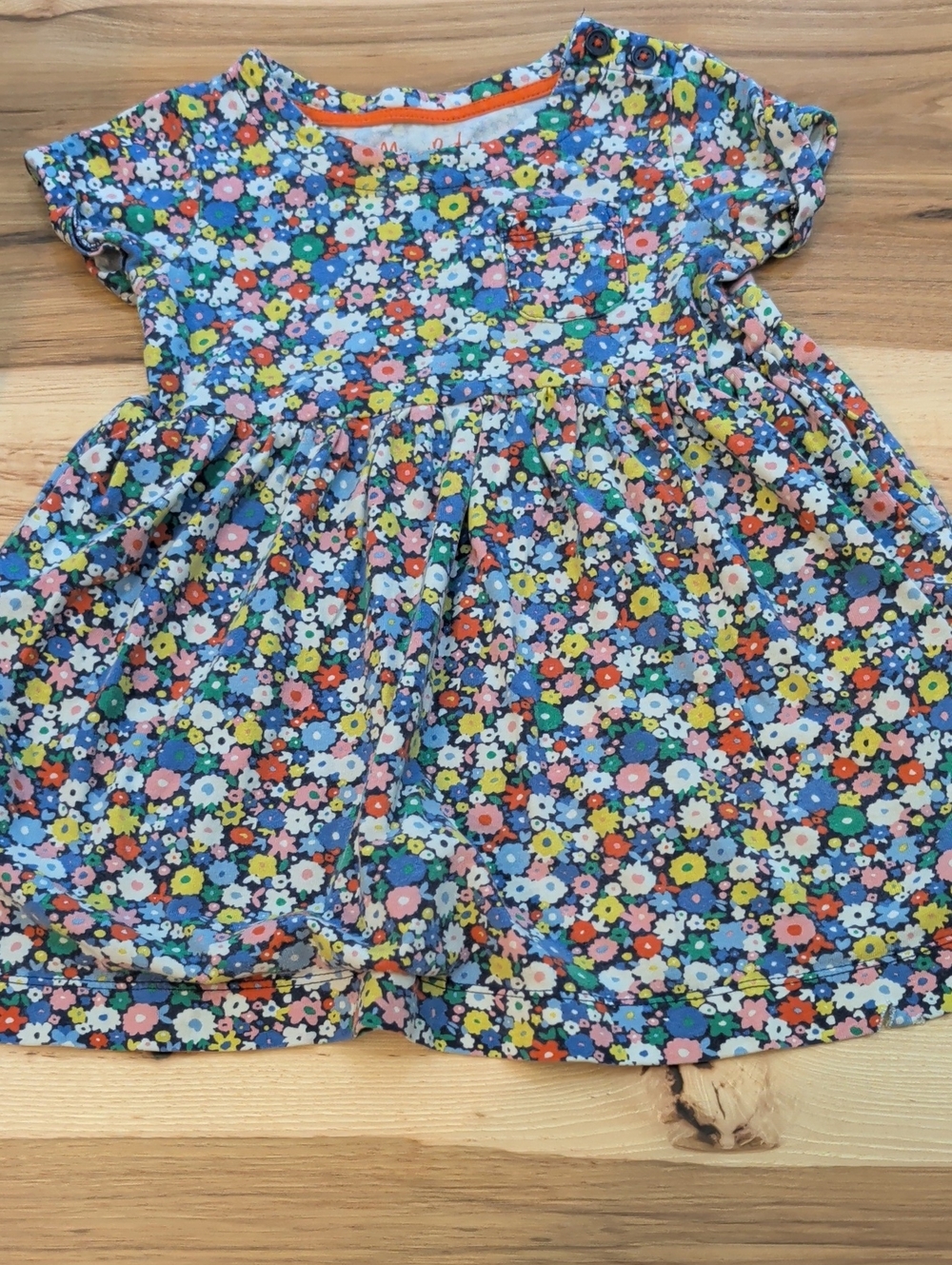 Girls Floral Cotton Dress - Blue Multi